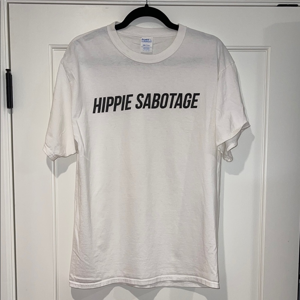 Port and Company White Tee with Black Print